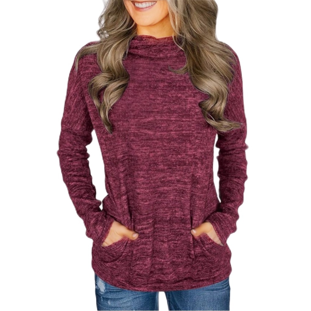 Thick Burgundy Cowl Neck Top